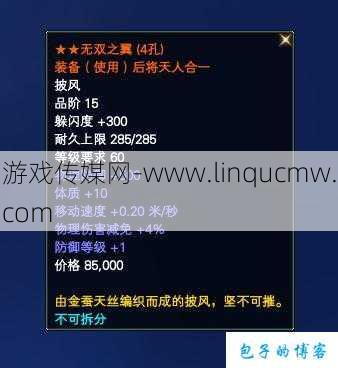 探秘完美国际网游SF17品披风属性，打造你的游戏冒险之路