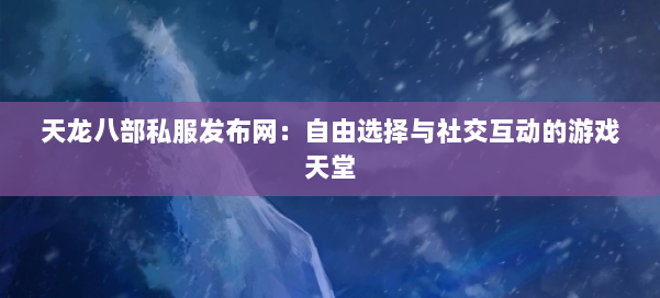 天龙八部私服发布网:自由选择与社交互动的游戏天堂