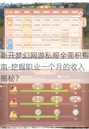 新开梦幻网游私服全面积指南-挖掘职业一个月的收入揭秘？