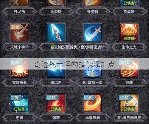 奇迹战士怪物技能添加点