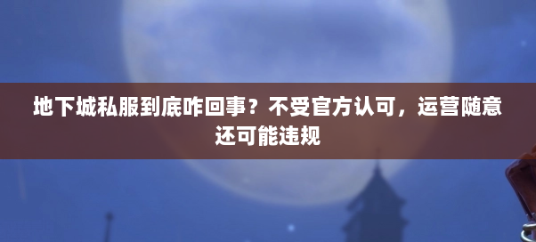 地下城私服到底咋回事？不受官方认可，运营随意还可能违规